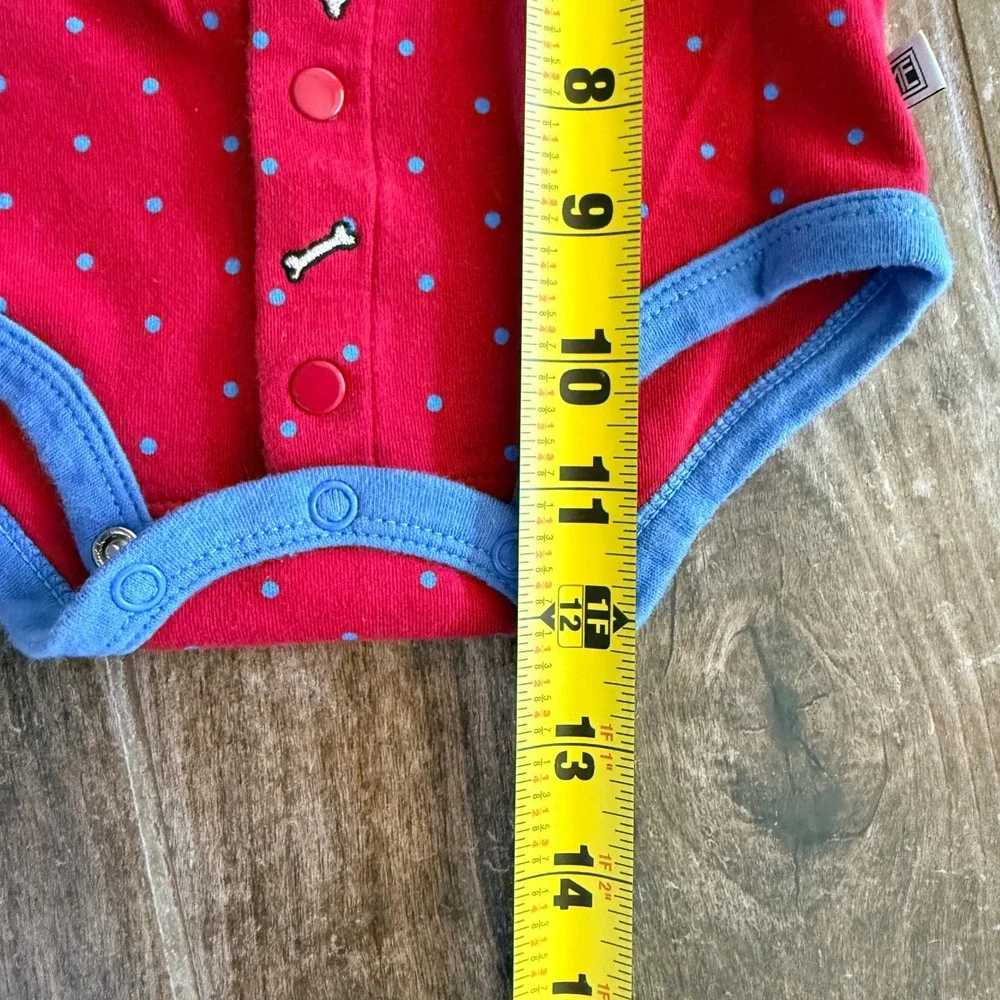 Mary Engelbreit Baby VTG Dog Puppy Polka Dot Snap Front Bodysuits,Blue Red, 0-3M